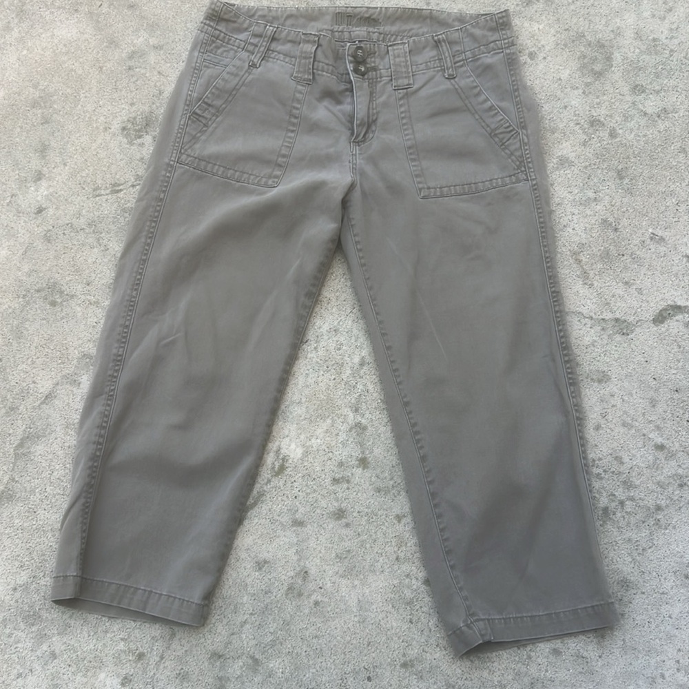 Kut from the Kloth Women's Tan Button Flap Pocket Capri Cropped Pants Size 8